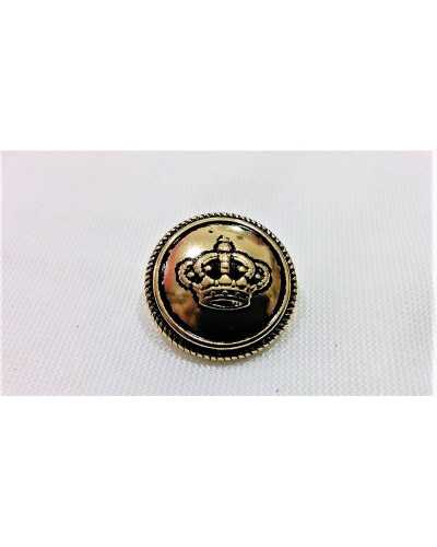 Bottone Metallo Lucido Tondo Gambo Zigrinato Corona Misura 36 23x23 Mm