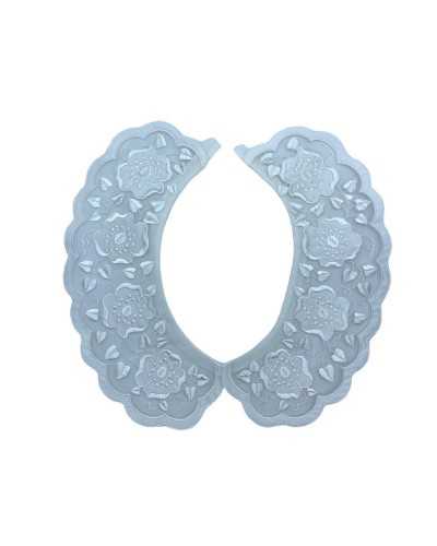 Collar de aplicaciones mujer festoneada organza bordado flor blanco leche