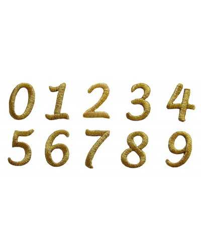 LUREX APPLICATION THERMOADESIVE Gold Wire Embroidery Number Patch Top 2.5 cm High Patch