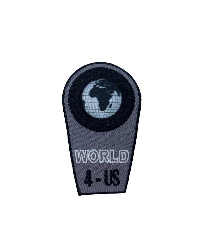Gray Thermoadhesive Application Black Embroidery Mondo World 4-US 75x45 Mm