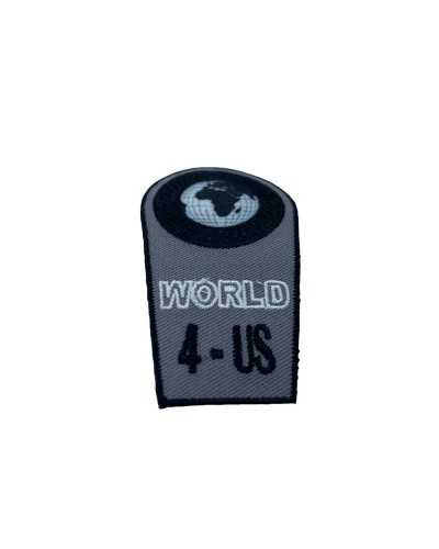 Applicazione Termoadesiva Grigio Ricamo Nero Mondo World 4-US 75x45 Mm