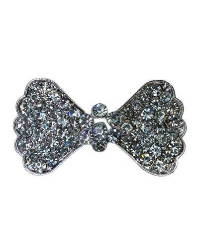 Jewel hook buckle rhinestone metal flake silver crystal 44x25 mm