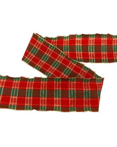 Pantamaneria Scottish Tape Tartan Rot Grün Modellierung Board Bohrung Metall Gold Lurex High 5cm