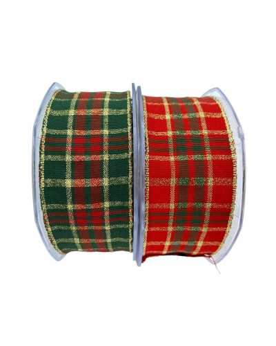 Scottish Tape Crimmance Tartan Grün Rot Modellable Soul Gold Lurex Hoch 40 mm