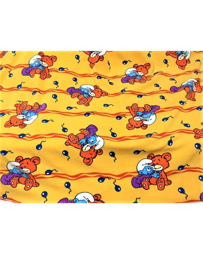 Anti-pilling fleece printed with smurfs design, 150 cm high