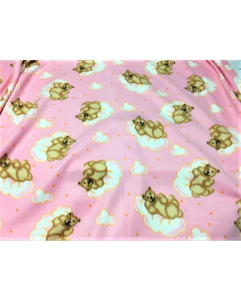 Tissu polaire teddy nuage imprimé anti-boulochage hauteur 150 cm