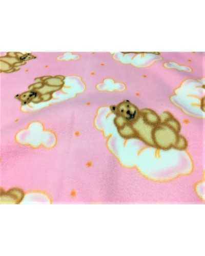 Tissu polaire teddy nuage imprimé anti-boulochage hauteur 150 cm