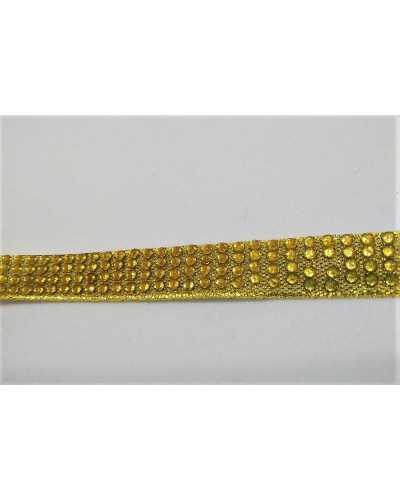 50 cm 13 mm de alto 4 filas adornos de estrás termoadhesivos dorados