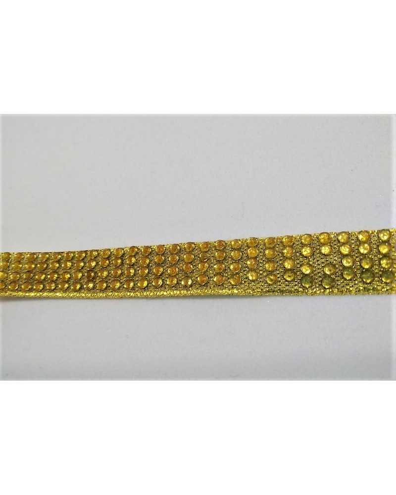 50 cm 13 mm de alto 4 filas adornos de estrás termoadhesivos dorados