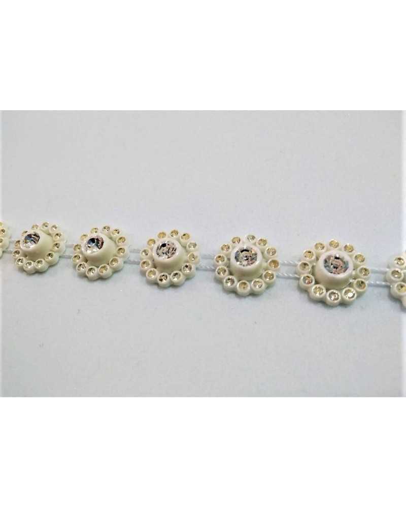 50 cm Modelo flor blanca pasamanerías de plástico para coser en redondo 15 mm de altura