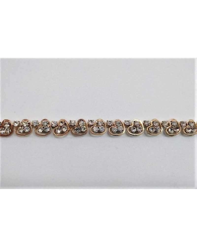 10 Cm Pasamanería Joya Metal Strass Corazón Modelo 7 Cm Alto Base Dorada Para Coser