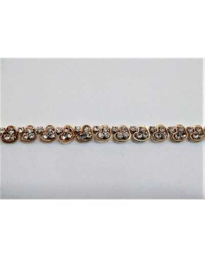 10 Cm Passementerie Bijou Métal Strass Modèle Coeur 7 Cm De Haut Socle Doré A Coudre