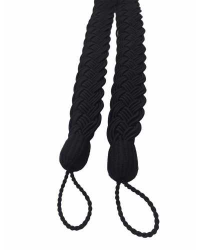 Tieback Embrasse Plano Negro Intrecciato Brillante Largo 80 Cm Alto 5 Cm