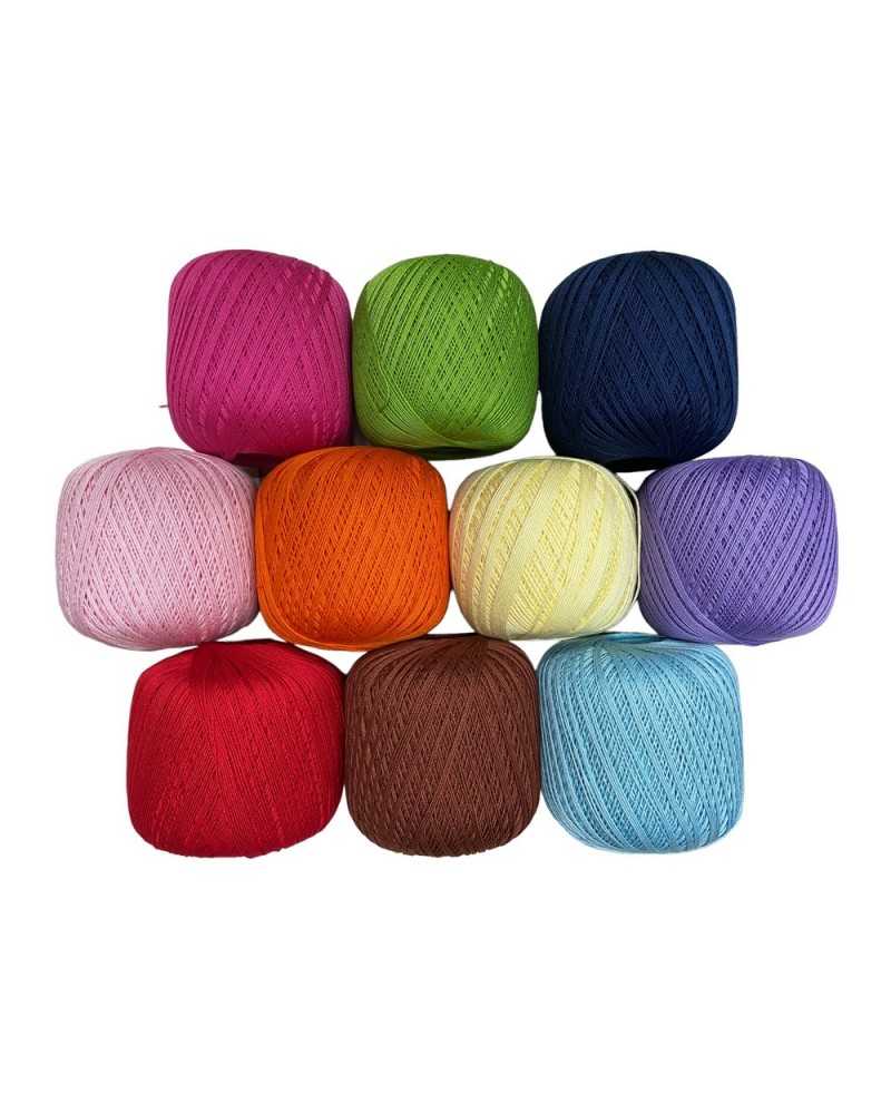 10 Balls n.8 Scotland Thread Crochet Cotton 100 gr Assorted Colors