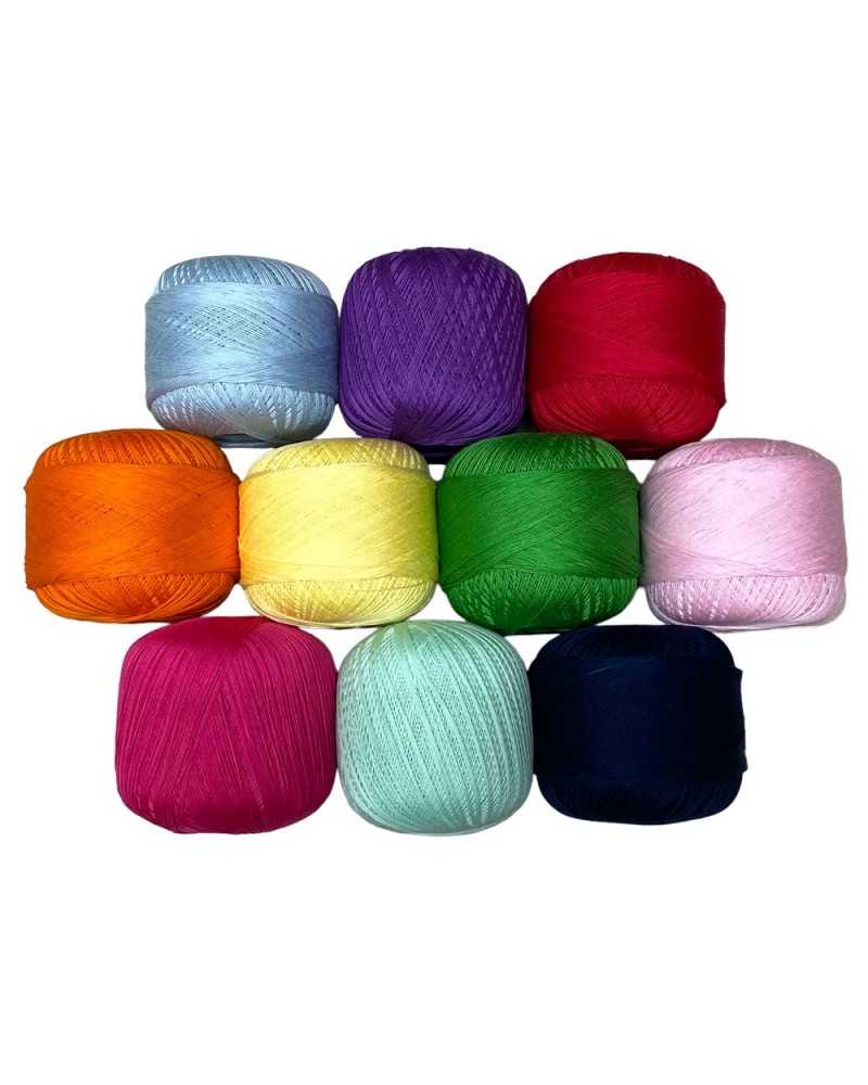 10 Gomitoli n.12 Filo di Scozia Uncinetto Cotone Colori Assortiti 100 gr