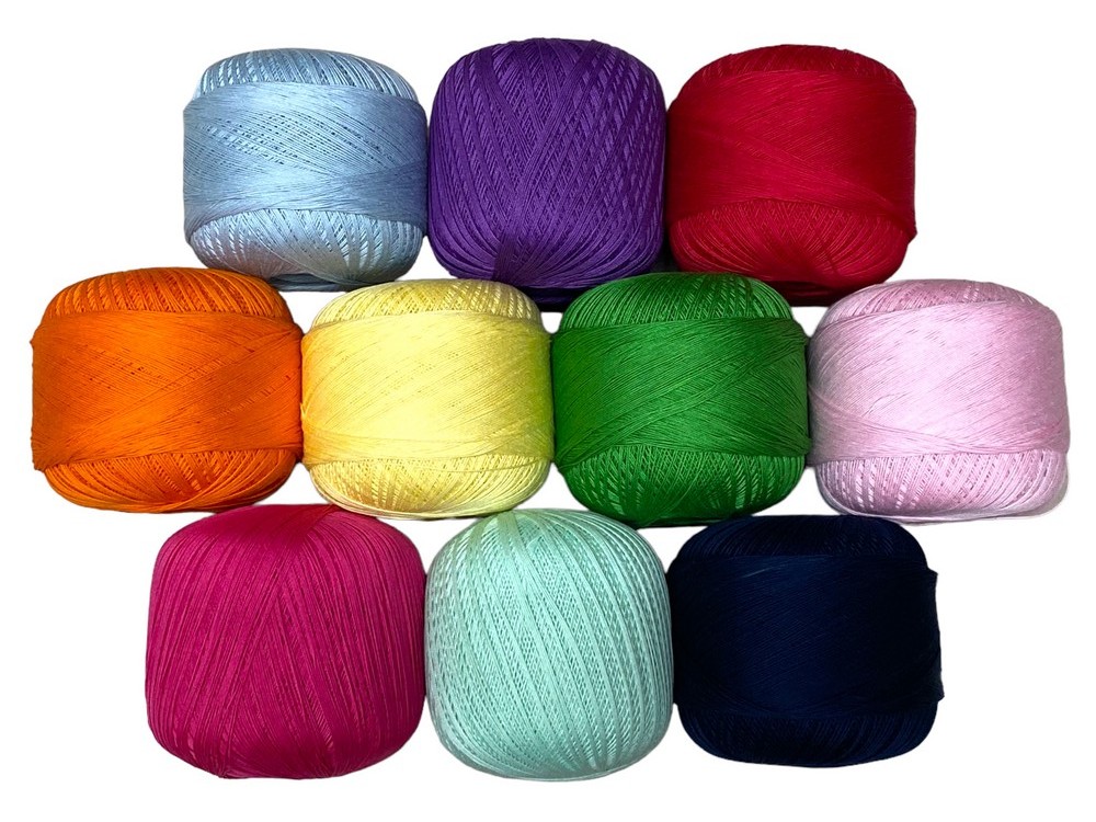 10 Pelotes n.12 Ecosse Fil Crochet Coton Couleurs Assorties 100 gr