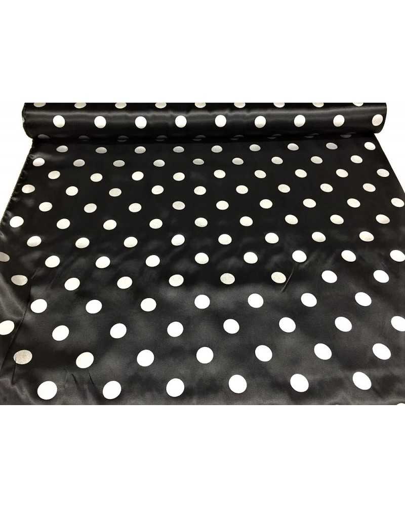 Tissu satin Carnival imprimé noir à pois argentés 150 cm de haut
