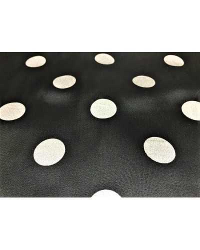 Karnevals-Satinstoff schwarz bedruckt mit silbernen Punkten, 150 cm hoch