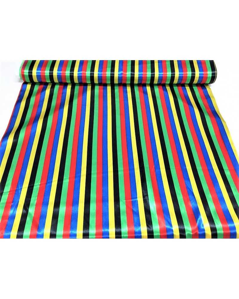 Karnevals-Satinstoff, bedruckt, mehrfarbig, Bayadera, gestreift, 150 cm hoch