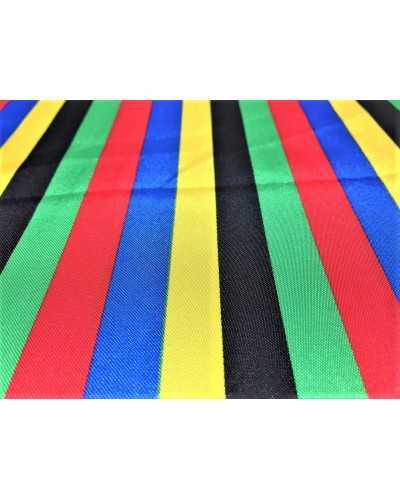 Tela raso carnaval estampada bayadera multicolor rayada 150 cm alto
