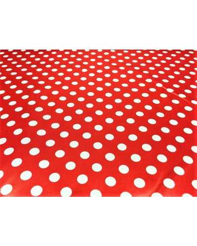 Karnevals-Satinstoff, bedruckt, Mini-weiße Tupfen, Minnie-roter Hintergrund, 150 cm hoch