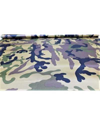 Tela satinada carnaval estampado camuflaje verde militar alto 150 cm