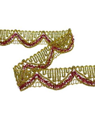 Punta Punta Traszzo Gallon Gold Rot Lurex 25 mm hoch