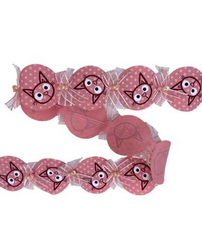 Baby-Trimmungen Baby-Bisch-Organza Gros-Getreide Rose Runder Druck Cat 4 cm