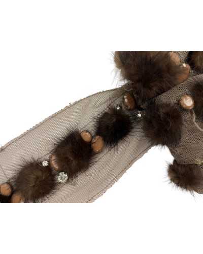 20 cm foliage folk pom pom brown stones stitched stitched 3 cm high