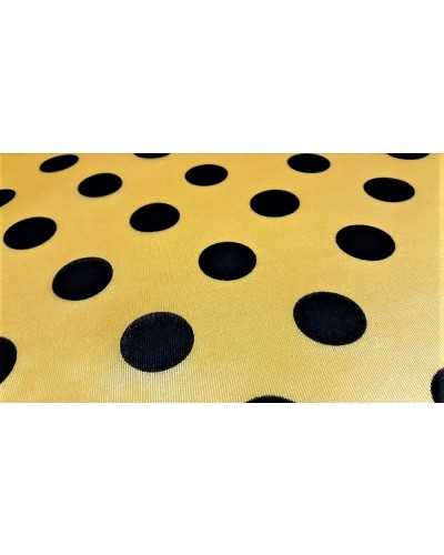 Tissu carnaval semi-élastique avec imprimé à pois noirs, hauteur 150 cm