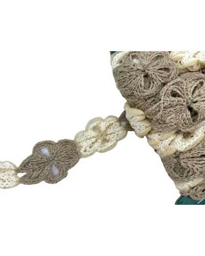 50 cm trimmings application silk linen flowers cream raw high 5 cm