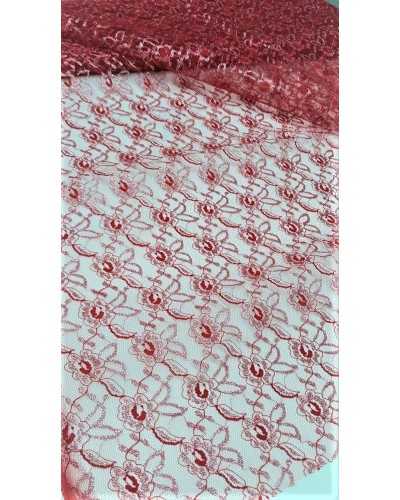 Lace tulle fabric with silver and gold Burlesque dame flowers 150 cm high