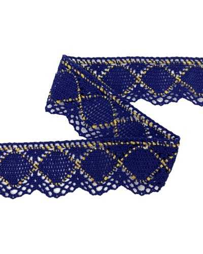 Cordón de algodón Trimmance Design Rhombus Gold Lurex Blue Tall Tall 4 cm