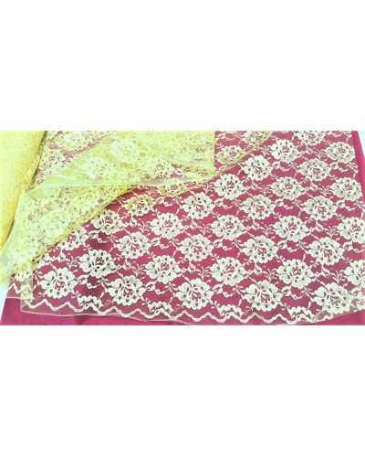 50cm Tissu dentelle rashel festonné avec bande de couleur unie découpée 150cm de haut