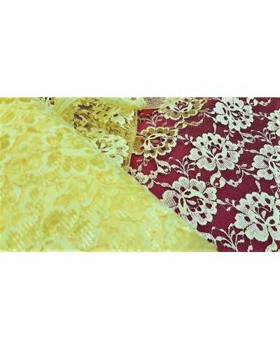 50cm Scalloped rashel lace fabric with cut out solid color band 150cm high