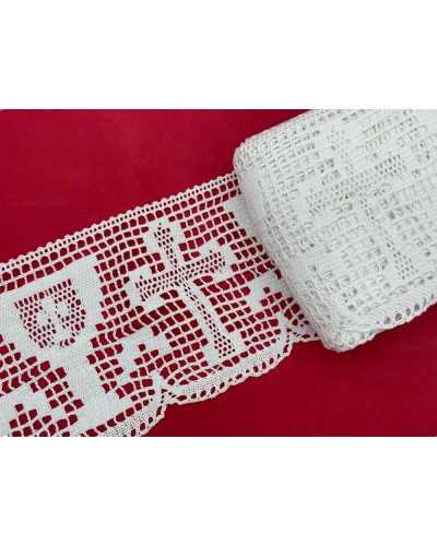 50 cm Tombolo Trimmander Lace Blanco Fusel de encaje Puro Sagrado Algodón Sagrado Cultura Sagrada Cruz Alto 15 cm