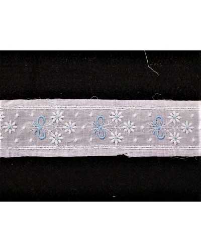 Trimmings Partition Border Lace Sangallo White Embroidered Flower Bow High 35 Mm