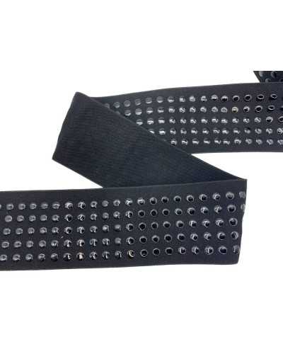 Papitros de broche de 50 cm negro Elástico aplicado Borchia PVC brillante alto 6 cm