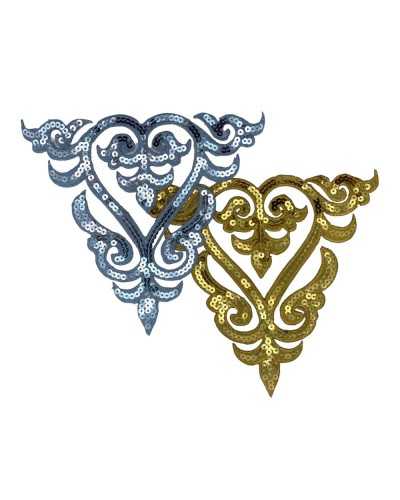 Thermoadhäsive Anwendung Dreieck Stickerei Gekritzel Pailletten Lurex Heiliges 18x19 cm