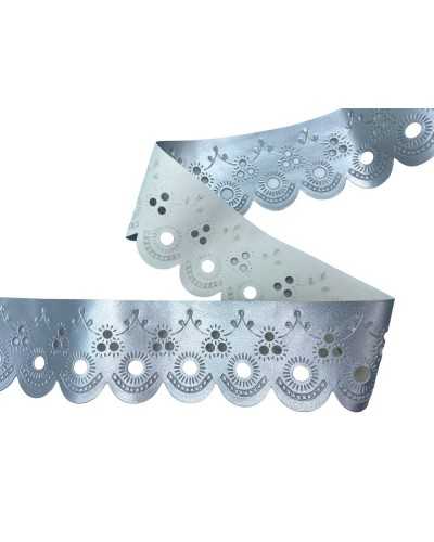50 cm Silberer Piastilität Spitze Spitze Sangallo Kunstleder High 5cm