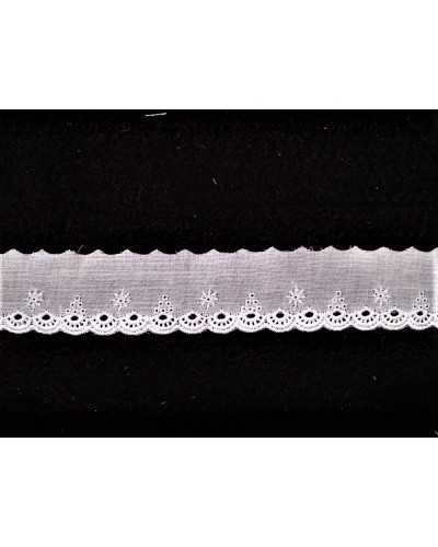 Garnituren Sangallo-Spitze, weißes Batistat-Design, kleine Sterne, Schleifen, gewellte Spitze, Stickerei, 15 mm hoch