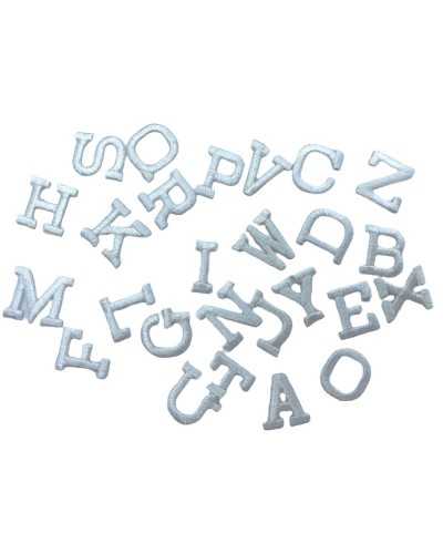 Initial thermo-adhesive application Letter print letters embroidery Full point Alphabet Small white 15 mm