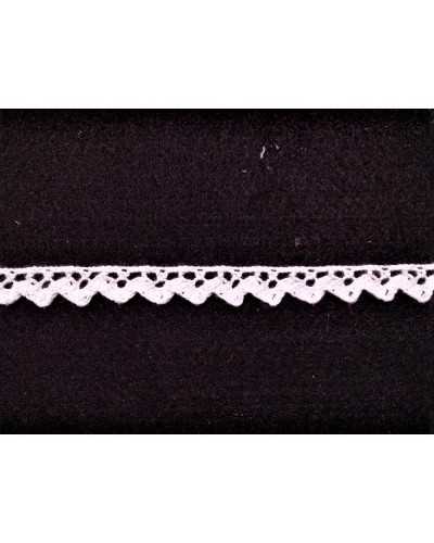 Passementerie dentelle point dentelle en coton festonné modèle losange blanc ou crème hauteur 10 mm ffb