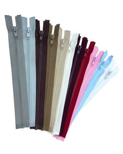 Zip cremallera con cremallera Carrata Die dientes de fundición Diezible de plástico divisible 1 cursor largo 25 cm