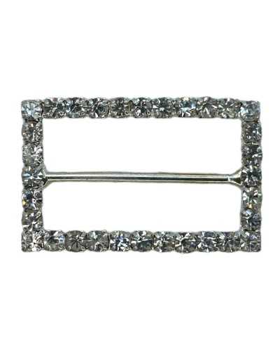 Rectangular silver rhinestone buckle 20 x 31 mm