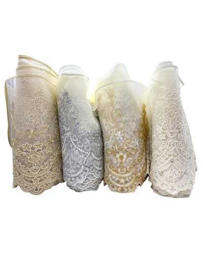 50 cm Piazzaneria lace tulle embroidered rebokè lurex rhinestone 20 cm high