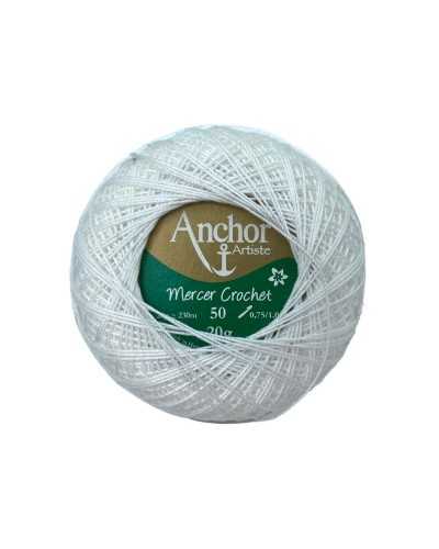 Cordonet Anchor Artiste Mercer Crochet N° 50 Bianco 7901 Filo Uncinetto Gomitolo 20 Grammi
