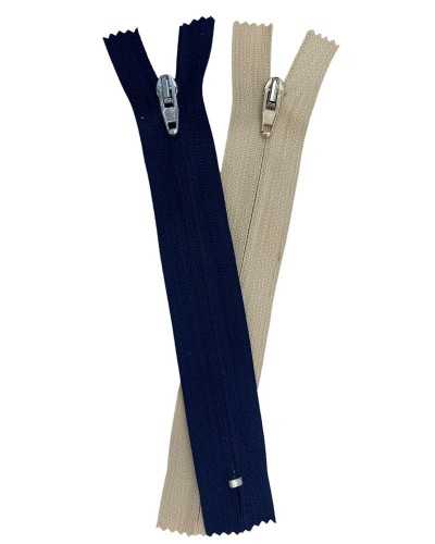 Fermeture à glissière zip zippé fixe en nylon en nylon 3 invisible tissu long de 14 cm