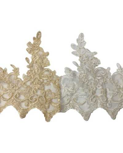 50 cm de dentelle REBRODÈ organza perles de haricots de riz paillettes hautes 23cm