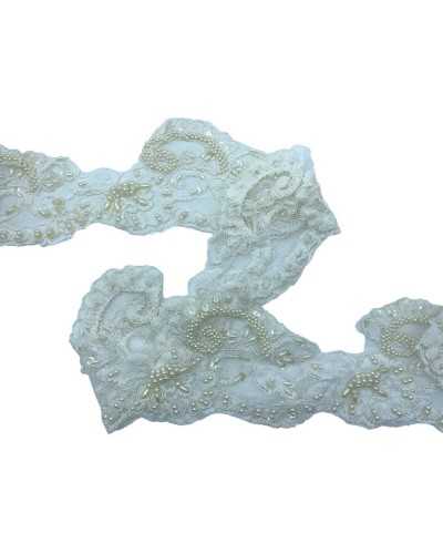 50cm Ivory Paibilités Dentelle Rubodè Dentelle Mariée Tulle Tulle Network Broderie Fleurs Perles Beads High 10.5cm